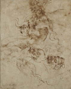 着席した青年の研究、頭の研究、c.1502